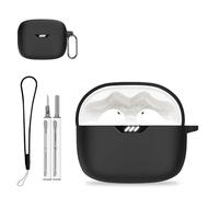for JBL Tune Beam 2 Ghost/Tune Beam 2 Case Cover, Protective Case with Cleaner Kit,KONXISA Soft Silicone Protective Cover,Lanyard and Keychain Accessories,Waterproof,Dustproof,Shockproof,Black