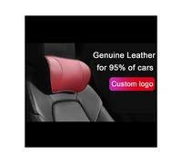 (For Jeep Red) Genuine Leather Car Neck Pillow For BMW Audi Mercedes Land Rover Toyota
