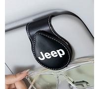 for Jeep Sunglasses Holder,Leather Glasses Holders for Jeep Wrangler Compass Cherokee Traitor Patriot Commander,Ticket Card Clip Car Sunglasses Holder for Car Sun Visor, for Citroen Accessories,Black