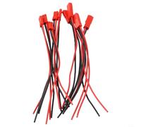 For Jst Connector, 2 Pin and Female Mounted Cable, Black Wire, 200 mm, Total Length, Tinned Ends for Electronics (5 Pair)