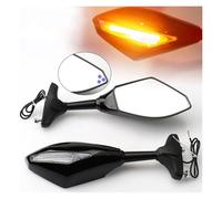 For K&awasaki For NINJA 250/300 ZX6 Motorcycle Turn Signal Indicator Rear View Mirror Motorbike Side Mirrors(Black 1)