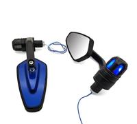 For K&awasaki For Versys 650 Z900 Z1000 For Suzuki 650 Africa Twin 22mm Motorcycle Rear View Handle Bar End Mirrors Side Mirror Turn Signal(Blue)