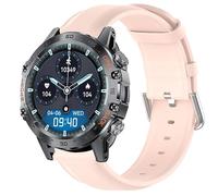 for K52 Smartwatch Band,Soft Classic Genuine Leather Replacement Strap Watchband Compatible with LIGE K52,SUNKTA,Linwear,EIGIIS K52 Smart Watch/ATEVENSE,ESFOE,K52 1.39" Military Smart Watch (Pink)