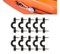 for kayak Pad Eye Kit 10 Pack Nylon Bungee Deck Loops with 20 Screws for Boat Canoe Rigging Secure Gear Tie Down Black Hardware-(Black)
