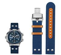 for Khaki Aviation Watch H77616533 H70615733 Watch Strap Men Watchband Beyond Wind Speed Series Nylon Canvas 20Mm 22Mm/Blue Silver Fold/22Mm