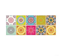 For KHIronHive Moroccan Mosaic For Tile Decals Waterproof PVC Stickers Kitchen Bathroom Walls Floors Self-Adhesive Sheet 30 Pieces 15X15cm Black Oil Moisture Resistant(HZ-005)