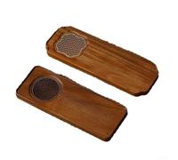 For KHIronHive Walnut Wood Tea Tray Minimalist Suzhou Style Handcrafted Tea Table With Drainage Brown Serving Board Space Saving Design 42X15x2.5cm 38X14.5x2.5cm(Su Window)