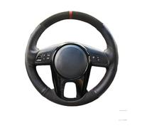 For Kia For Forte For Soul For Rio 2009 2010 2011 2012 2013 2014 Customization Hand Sewing Suede Black Leather Car Steering Wheel Cover(Light Blue Thread)