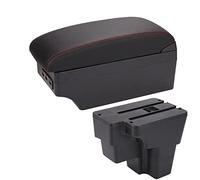 For KIA For RIO Armrest For KIA For STONIC For KIA For Cerato Armrest Box Europe South Retrofit Parts Car Storage Car Accessories 2015-2021 Center Console Organizer Tray(A Black red 7USB)