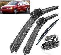 For Kia Rio 1 DC 1999-2005 21in+18in+14in Front + Rear Boneless Wiper Blades Set - Adjustable Frameless Windshield Wipers, OEM Quality Replacement
