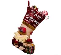 For Kids Christmas Stockings with Cartoon Santa, Snowman, and Reindeer Patterns, Large Size 47cm Height, Polyester Material, Suitable for Hanging on Mantels and Doors (Senior Model)