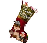 For Kids Christmas Stockings with Cartoon Santa, Snowman, and Reindeer Patterns, Large Size 47cm Height, Polyester Material, Suitable for Hanging on Mantels and Doors (Snowman Style)