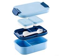 For Kids' Favorite Practical Lunch Box With Four Sections Plus Two Sauce Containers To Avoid Messy Meals(Blue)