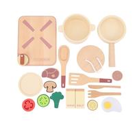 for Kids, for Kitchen Accessories, Wooden Toy Pot, Dish, Spoon, Fork, Foods Model Kitchen Food Cooking Toy Set for Toddlers