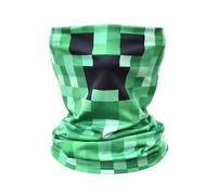 (For Kids) Minecraft Creeper Face Cover Neck Gaiter Scarf Tube Bandana Beanie Cap Headwrap