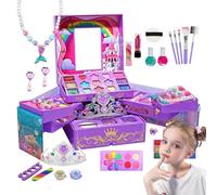 for Kids, Washable Little Girl Pretend Makeup Toy | Storage Box Design Dresser, Toddler Pretend Play Games Princesses Cosmetic Kits for Home School