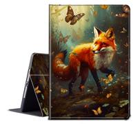 for Kindle 11th Generation Case 6 inch 2022 Release with Adjustable Stand & Auto Wake/Sleep Smart Protect PU Leather Cover Tablet Case - Fox Butterflies in The Forest