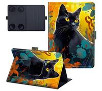 for Kindle Colorsoft Case 7 inch Lightweight 360 Degree Rotating PU Leather Cover with Multi-Angle Viewing Stand Tablet Case for Kindle Colorsoft 2024 - Leaf Flower Cat