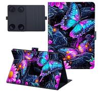 for Kindle Colorsoft Case 7 inch Lightweight 360 Degree Rotating PU Leather Cover with Multi-Angle Viewing Stand Tablet Case for Kindle Colorsoft 2024 - Purple Blue Butterflies Flower