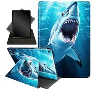 for Kindle Fire 7 case 2019 2017 Release 9th 7th Generation,360 Degree Rotating Stand Smart Protective Cover Case for Fire 7 2019,Ocean Sea Blue Sharks