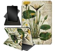for Kindle Fire 7 case 2019 2017 Release 9th 7th Generation,360 Degree Rotating Stand Smart Protective Cover Case for Amazon fire 7 Tablet 9th/7th Generation,Retro Water Lily Plant