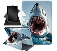 for Kindle Fire 7 case 2019 2017 Release 9th 7th Generation,360 Degree Rotating Stand Smart Protective Cover Case for Fire 7 2019,Ocean Sea Blue Sharks