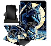 for Kindle Fire 7 case 2019 2017 Release 9th 7th Generation,360 Degree Rotating Stand Smart Protective Cover Case for Fire 7 2019,Black Cats and Moon