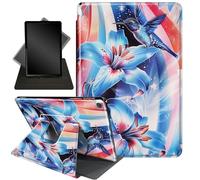 for Kindle Fire 7 case 2019 2017 Release 9th 7th Generation,360 Degree Rotating Stand Smart Protective Cover Case for Amazon fire 7 Tablet 9th/7th Generation,Blue Lily Hummingbird
