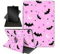for Kindle Fire 7 case 2019 2017 Release 9th 7th Generation,360 Degree Rotating Stand Smart Protective Cover Case for Fire 7 2019,Pink Bats and Moon
