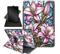 for Kindle Fire 7 case 2019 2017 Release 9th 7th Generation,360 Degree Rotating Stand Smart Protective Cover Case for Amazon fire 7 Tablet 9th/7th Generation,Lily Flower Pink