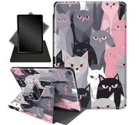 for Kindle Fire 7 case 2019 2017 Release 9th 7th Generation,360 Degree Rotating Stand Smart Protective Cover Case for Amazon fire 7 Tablet 9th/7th Generation,Grey and Pink Cats