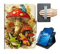 for Kindle Fire Max 11 Case 13th Generation 11 inch 2023 Release 360 Degree Rotating Stand Lightweight Protective Tablet Cover with Auto Wake/Sleep,Magnetic Clasp & Hand Strap,Cute Frogs and Mushrooms