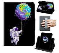 for Kindle Fire Max 11 Case 13th Generation 11 inch 2023 Release 360 Rotating Degree Stand Auto Wake/Sleep Protective Cover with Hand Strap & Magnetic Clasp - Astronauts and Planet