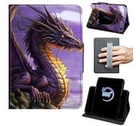 for Kindle Fire Max 11 Case 13th Generation 11 inch 2023 Release 360 Rotating Degree Stand Auto Wake/Sleep Protective Cover with Hand Strap & Magnetic Clasp - Purple Dragon