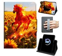 for Kindle Fire Max 11 Case 13th Generation 11 inch 2023 Release 360 Rotating Degree Stand Auto Wake/Sleep Protective Cover with Hand Strap & Magnetic Clasp - Sunflower Fire Horse