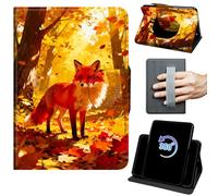 for Kindle Fire Max 11 Case 13th Generation 11 inch 2023 Release 360 Rotating Degree Stand Auto Wake/Sleep Protective Cover with Hand Strap & Magnetic Clasp - Cute Fox in Forest