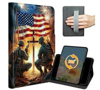 for Kindle Fire Max 11 Case (13th Generation, 2023 Release) 11" Slim PU Leather 360 Degree Rotating Multiple Angles Stand Shell Cover with Hand Strap Auto Wake/Sleep Magnetic Clasp, USA Flag Warrior