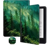 for Kindle Paperwhite 11th Gen 6.8" Signature Edition E-Reader 2021, Slim Folding Soft PU Leather Smart Stand Cover Case with Auto Wake/Sleep Plus 1 Screen Clean Pad, Early Morning Misty Forest