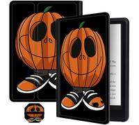 for Kindle Paperwhite 11th Generation 6.8" Signature Edition E-Reader 2021, Slim Folding Soft PU Leather Smart Stand Cover Case with Auto Wake/Sleep Plus 1 Screen Clean Pad, Fitness Pumpkin