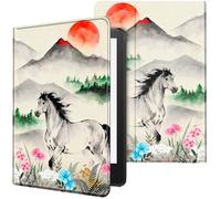 for Kindle Paperwhite Case 10th Generation 6 inch 2018 Lightweight Protective PU Leather Smart Stand Cover with Auto Wake Sleep Case for Kindle Paperwhite E-Reader - Mountain Flowers Horse