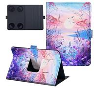 for Kindle Paperwhite Case 2024 12th Generation 7 inch Lightweight 360 Degree Rotating PU Leather Cover with Multi-Angle Viewing Stand Tablet Case - Colorful Sunset Flower