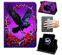 for Kindle Scribe Case for Kindle Scribe Cover 10.2 inch 2022/2024 Release 360 Rotating Degree Stand Auto Wake/Sleep Protective Cover with Hand Strap & Magnetic Clasp - Black Crow