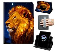 for Kindle Scribe Case for Kindle Scribe Cover 10.2 inch 2022/2024 Release 360 Rotating Degree Stand Auto Wake/Sleep Protective Cover with Hand Strap & Magnetic Clasp - Golden Lion Moon