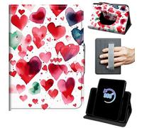 for Kindle Scribe Case for Kindle Scribe Cover 10.2 inch 2022/2024 Release 360 Rotating Degree Stand Auto Wake/Sleep Protective Cover with Hand Strap & Magnetic Clasp - Red Love Heart
