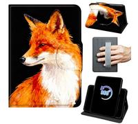 for Kindle Scribe Case for Kindle Scribe Cover 10.2 inch 2022/2024 Release 360 Rotating Degree Stand Auto Wake/Sleep Protective Cover with Hand Strap & Magnetic Clasp - Watercolor Red Fox