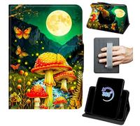 for Kindle Scribe Case for Kindle Scribe Cover 10.2 inch 2022/2024 Release 360 Rotating Degree Stand Auto Wake/Sleep Protective Cover with Hand Strap & Magnetic Clasp - Mushrooms Forest Butterflies