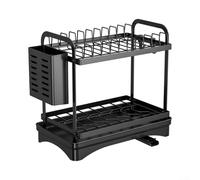 For Kitchen Organization 2Tier Dish Drying Rack with Utensil Holder and Drip Tray, Carbon Steel Material for Durable and Reliable Use