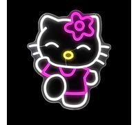 For Kitty LED Neon Cat Wall Light Sign, Pink and White, Dimmable, 14.7x12.5 Inch, USB Powered, Room Decor for Girls Bedroom, Christmas Birthday Gift