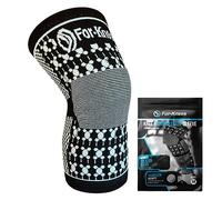 For-Knees Magnetic Knee Compression Brace Support Sleeve -Black Natural Soft Cotton - Latex Elastic Fabric with Magnets. for Sports, Sprains Strains Arthritis Sore Knees Recovery