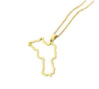 For Kurdistan Stainless Steel Map Pendant Necklace Earrings Ring Set Fashionable Versatile Suitable For Men Women Brides Grooms Suitable For Wedding Parties Various Festivals (model5-gold)